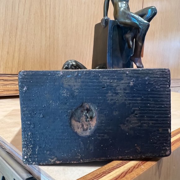 Bronze Bookends Nude Man Woman Art Nouveau Sculpture Circa 1916 “Classic Art” - Picture 15 of 16